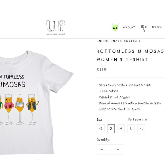 Brand New Unfortunate Portrait Bottomless Mimosas Graphic Tee - Picture 13 of 13